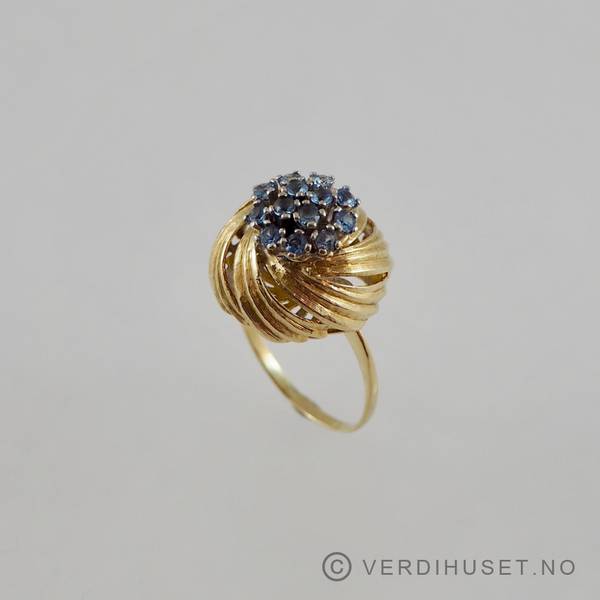 Hovedbilde Ring i 18 K gull med blå stener