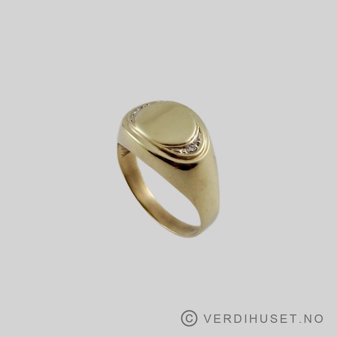Hovedbilde Herre-ring i 14 K gull med blanke stener