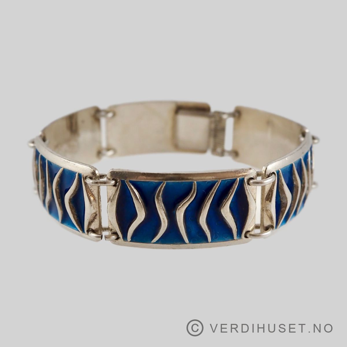 Armbånd i sølv  med blå emalje - 