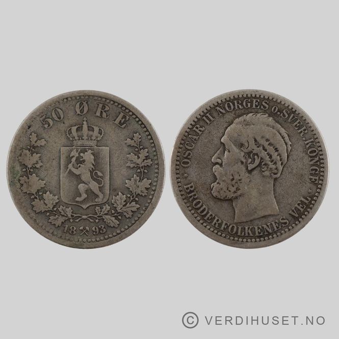 Hovedbilde 50 Øre 1893 Kv g 1 -